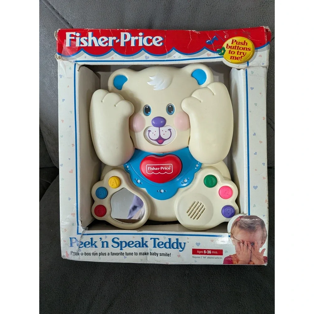 Vintage 1996 Fisher-Price Peek 'n Speak Teddy Interactive Baby Toy 71147 NIB